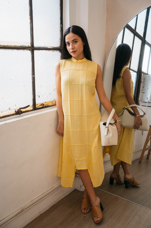 FRANCINE Stitched Dress YELLOW