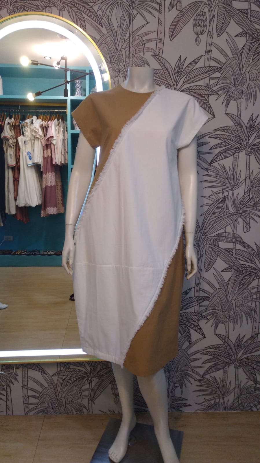 COOPER Color Block Dress WHITE / LATTE