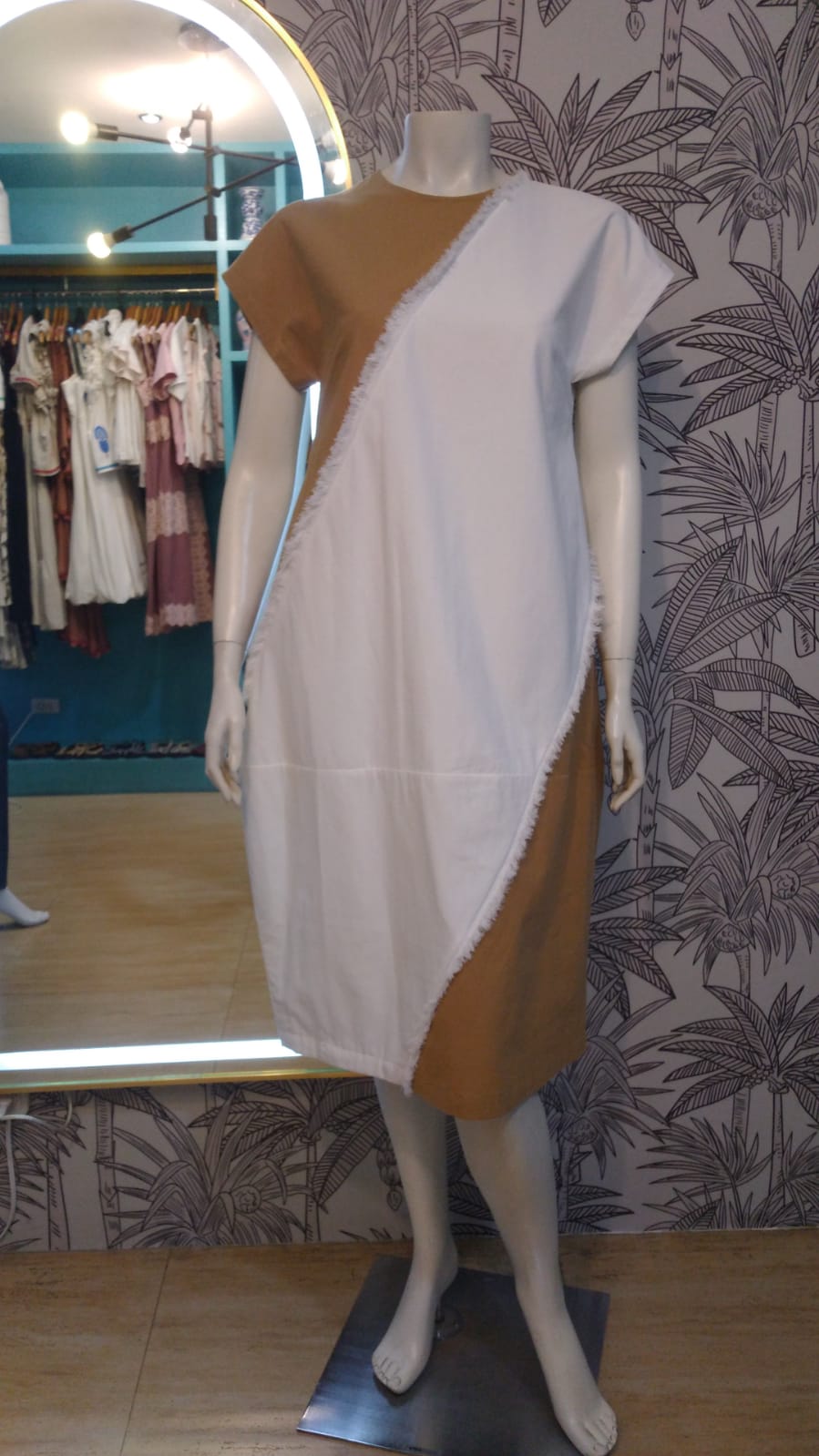 COOPER Color Block Dress WHITE / LATTE