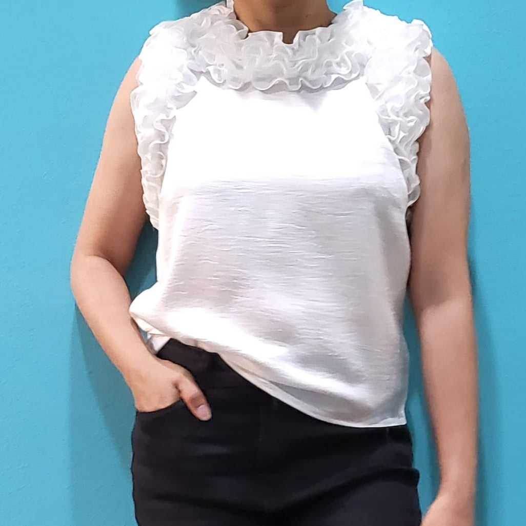 LIA Ruffle Top WHITE