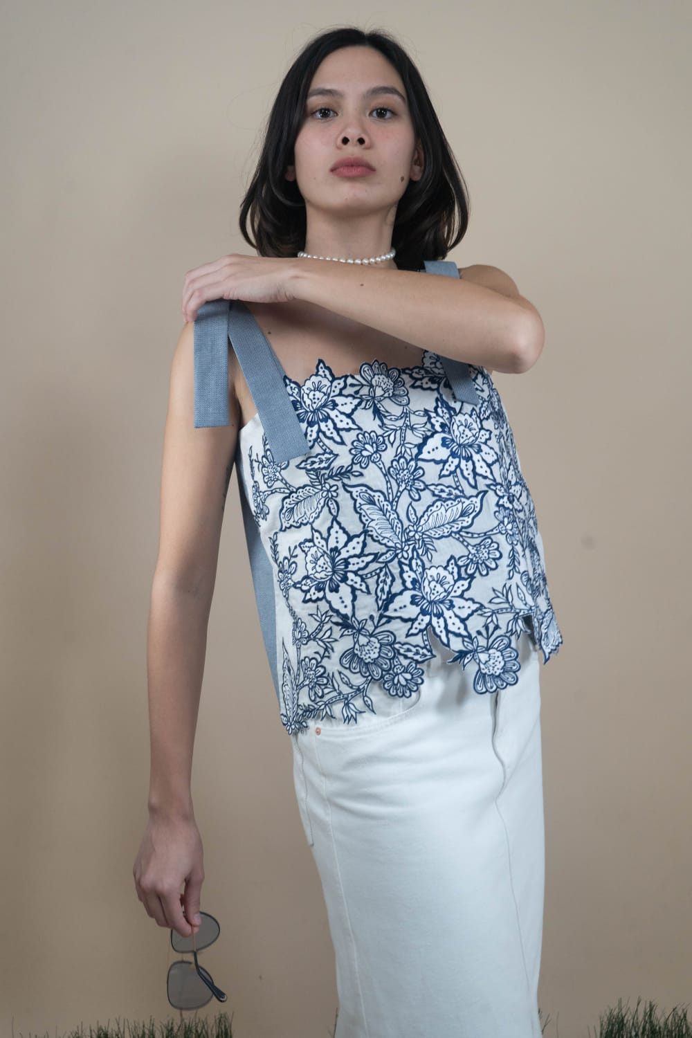 CELIA Embroidered Statement Top BLUE