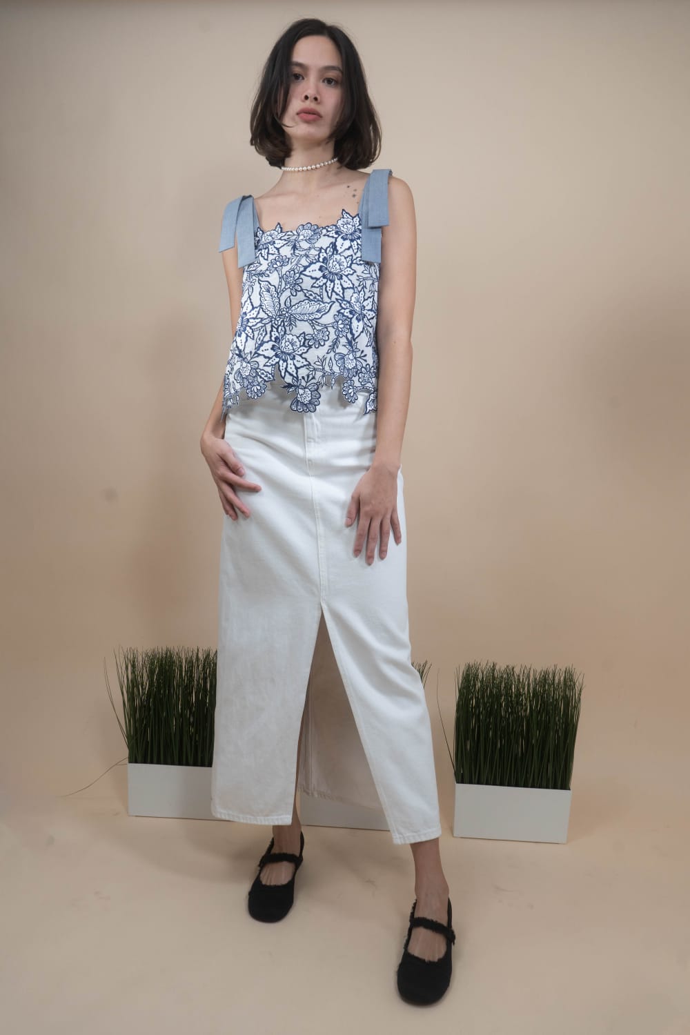 CELIA Embroidered Statement Top BLUE