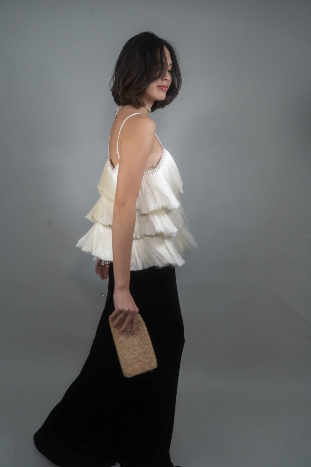 CECE Fringe Top IVORY