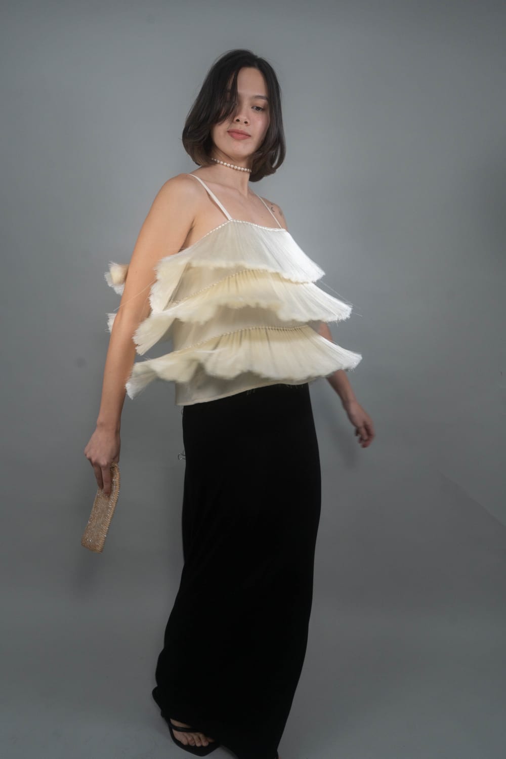 CECE Fringe Top IVORY