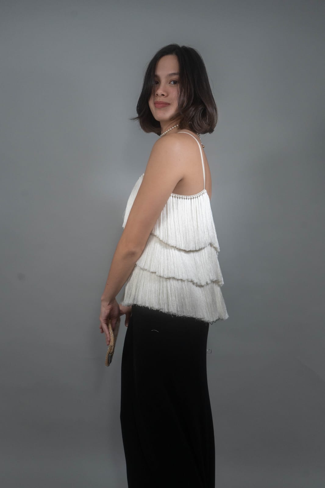 CECE Fringe Top IVORY