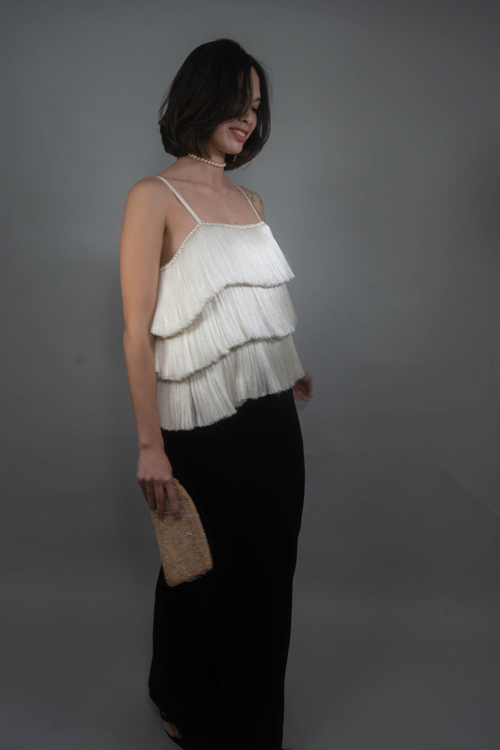 CECE Fringe Top IVORY