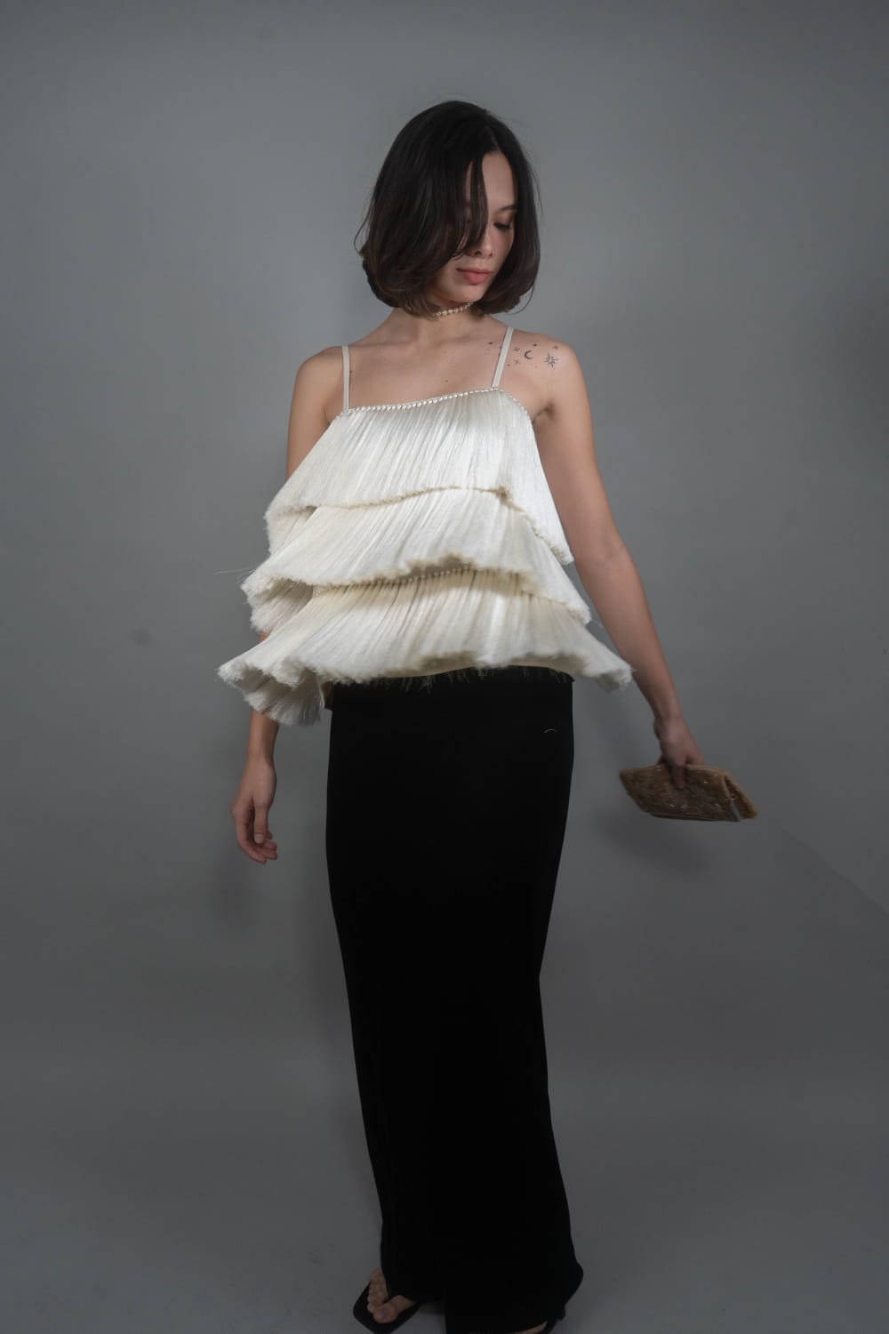 CECE Fringe Top IVORY