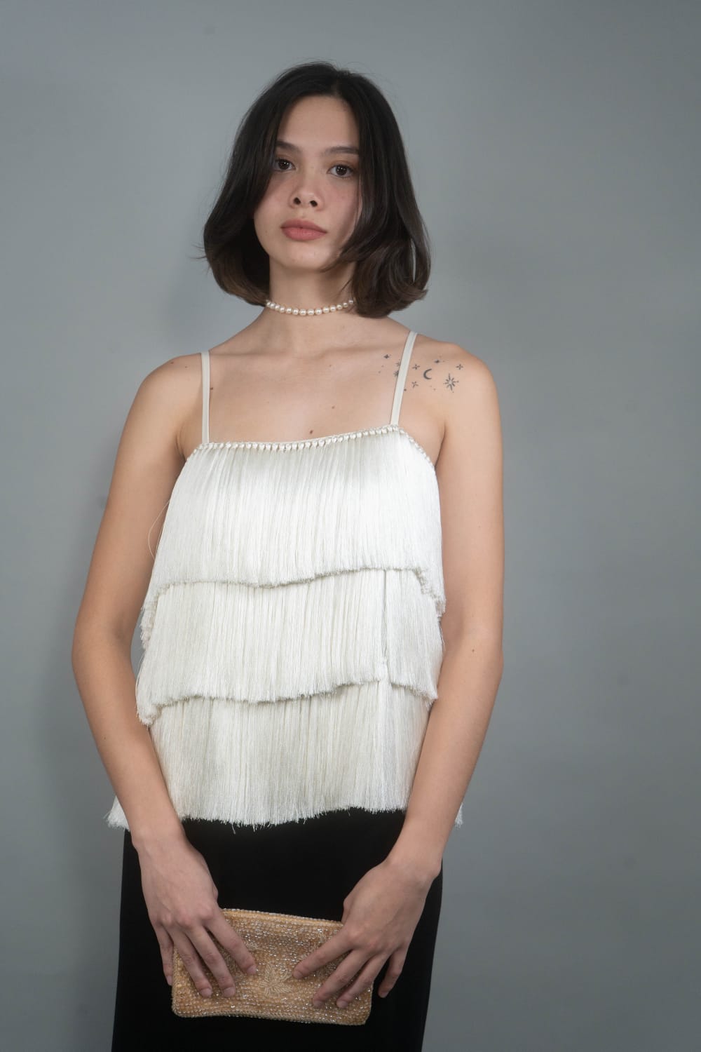 CECE Fringe Top IVORY