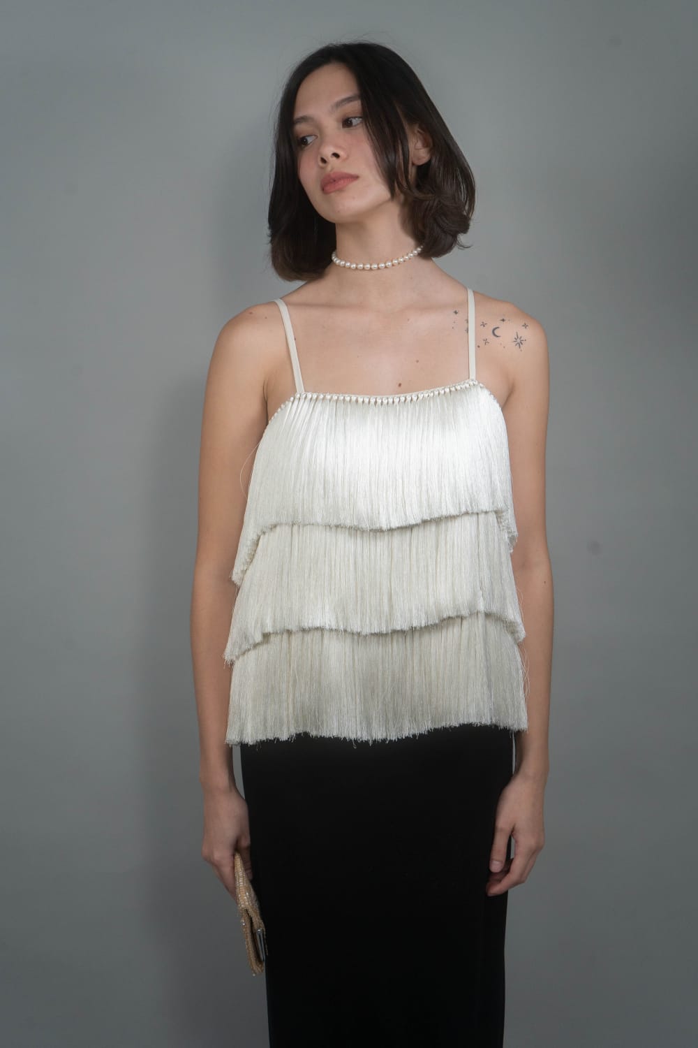 CECE Fringe Top IVORY