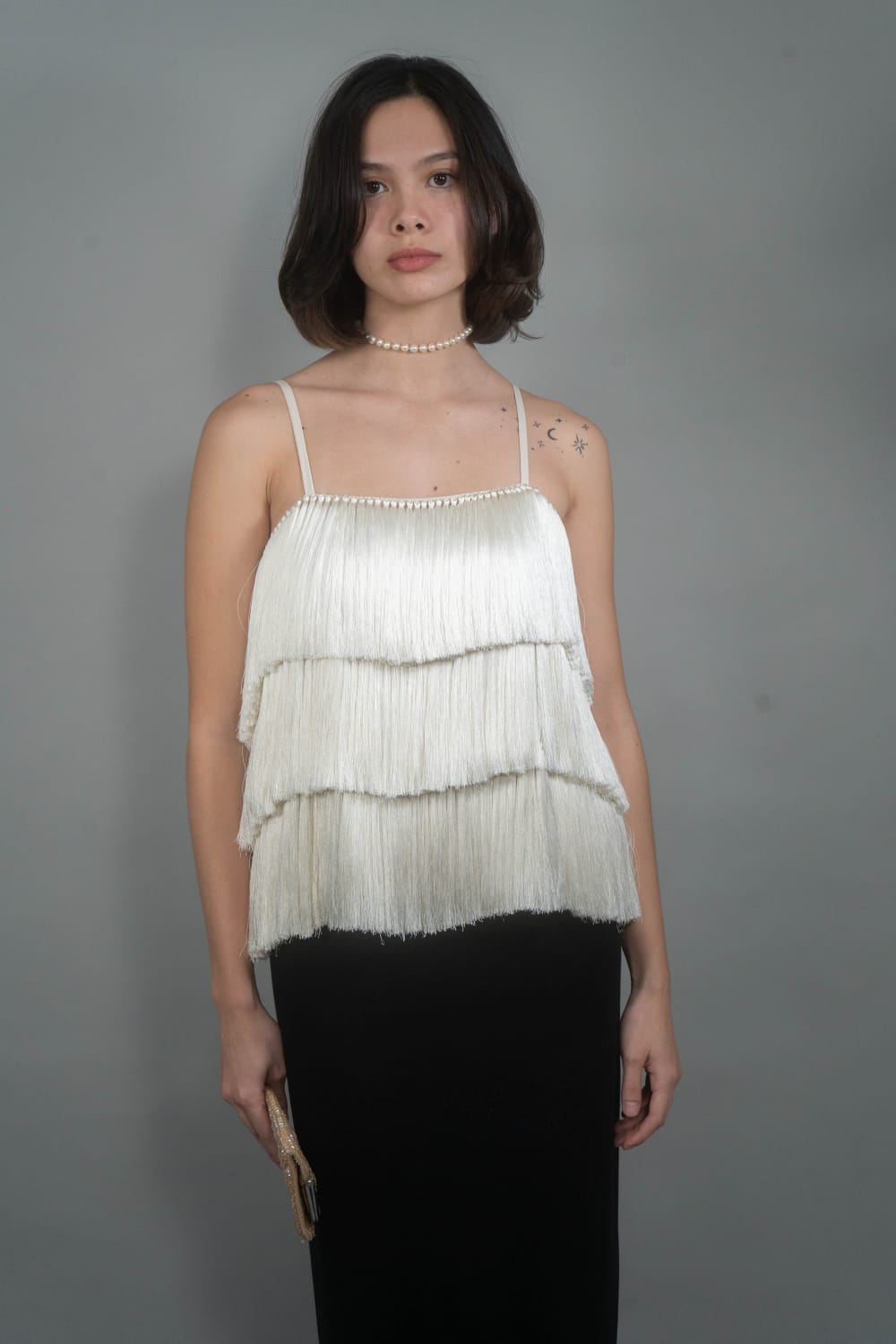 CECE Fringe Top IVORY