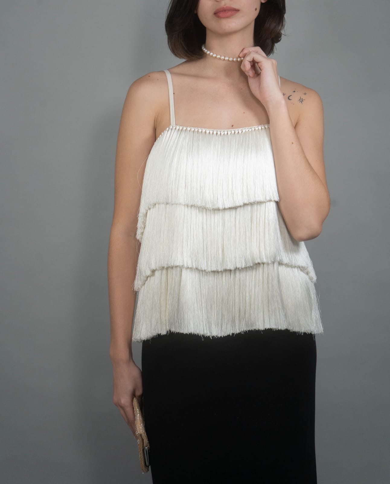 CECE Fringe Top IVORY