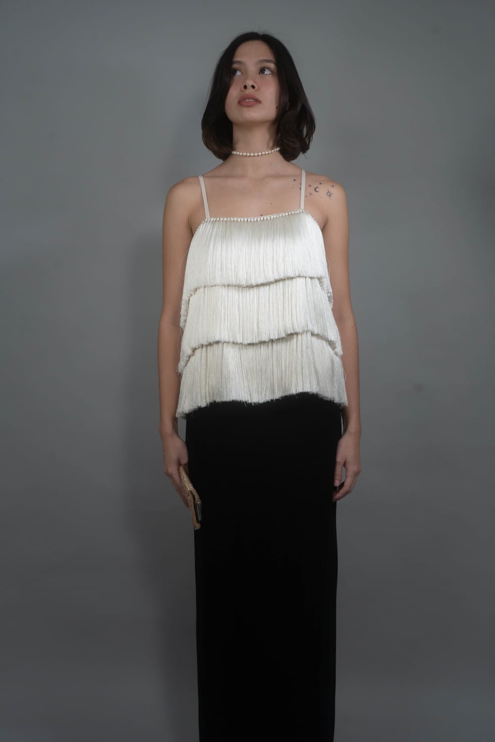 CECE Fringe Top IVORY