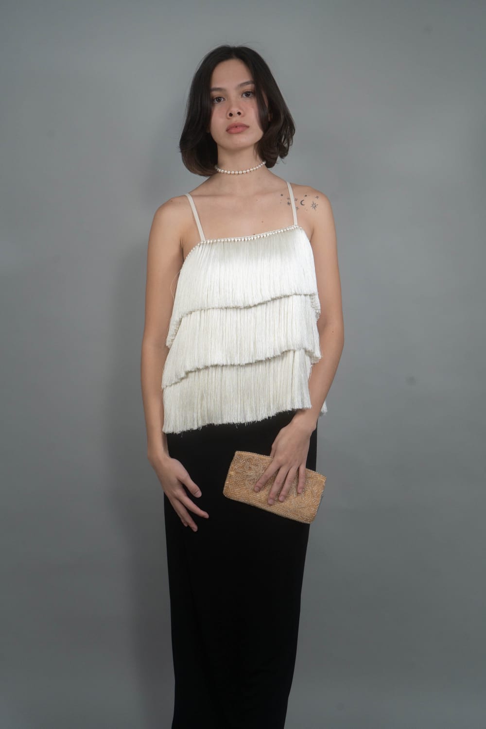 CECE Fringe Top IVORY
