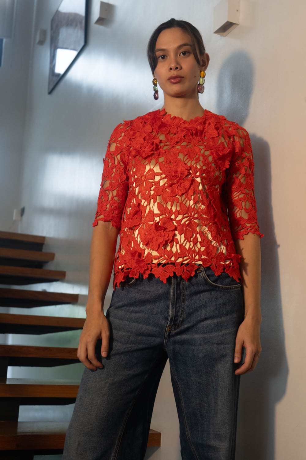 EMBER Lace Top RED