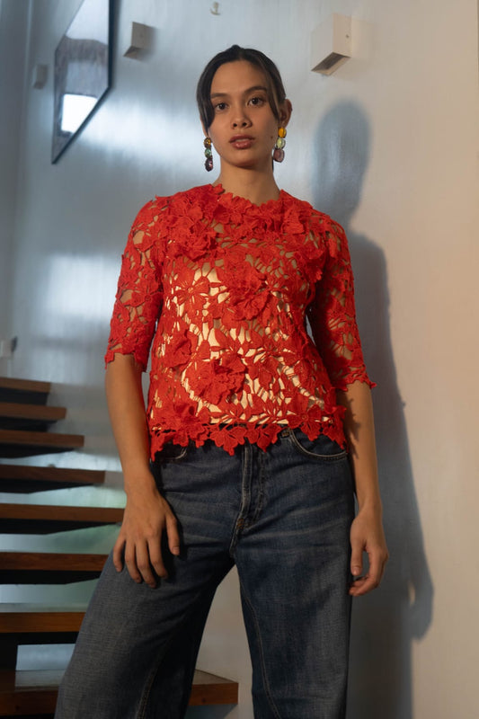 EMBER Lace Top RED
