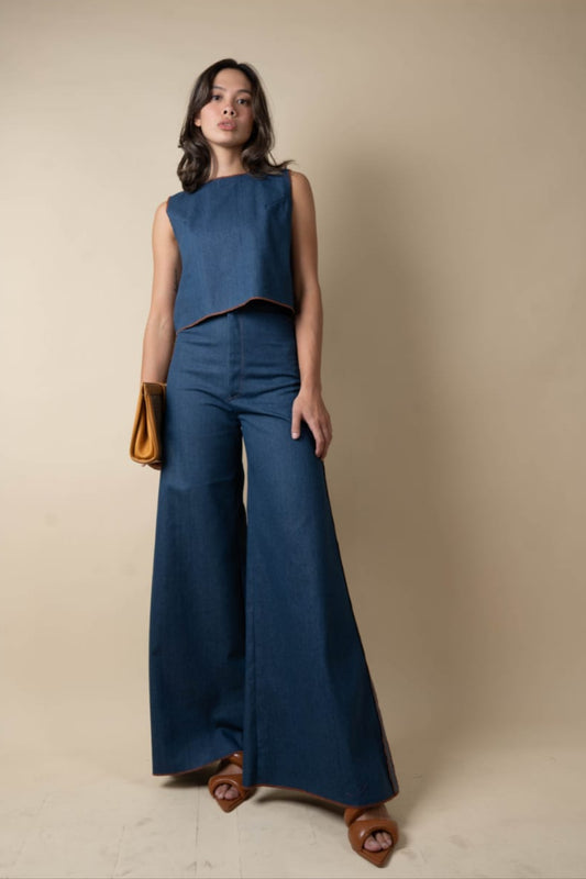 LEO Pants DENIM / BROWN MERROW