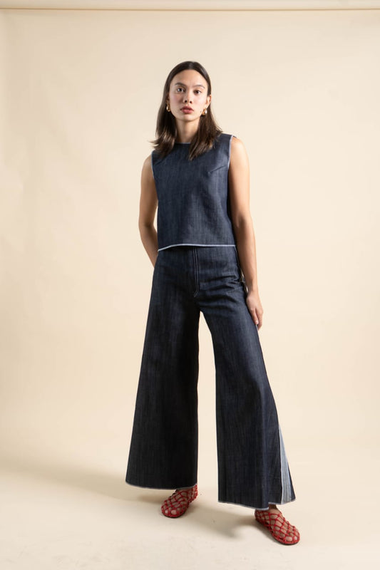 LEO Top DENIM / WHITE MERROW