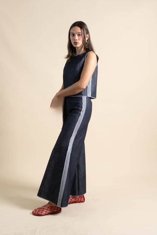 LEO Pants DENIM / WHITE MERROW