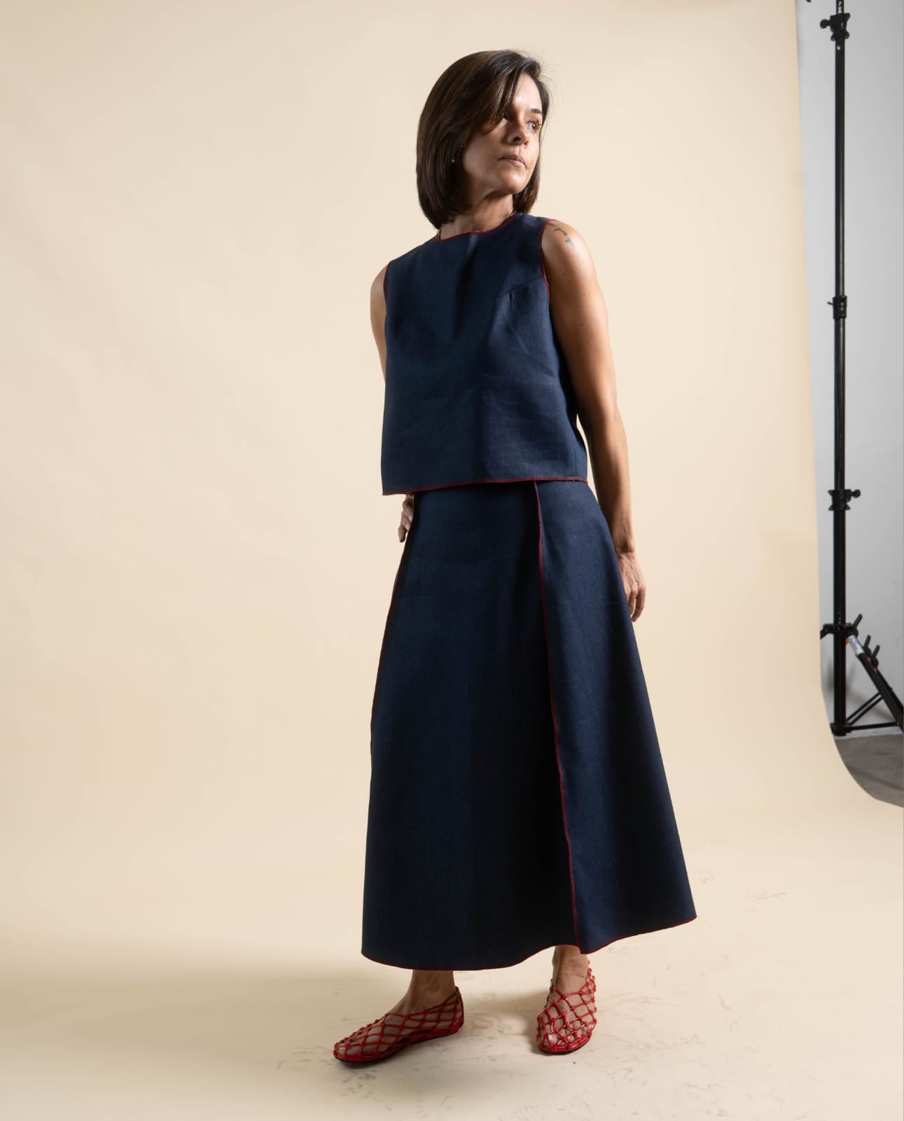 LEO Skirt DENIM / MAROON MERROW