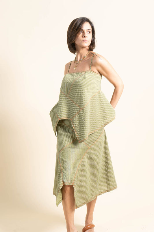 ANNA Top GREEN STRIPE