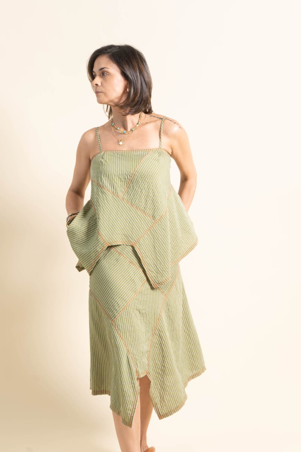 ANNA Top GREEN STRIPE