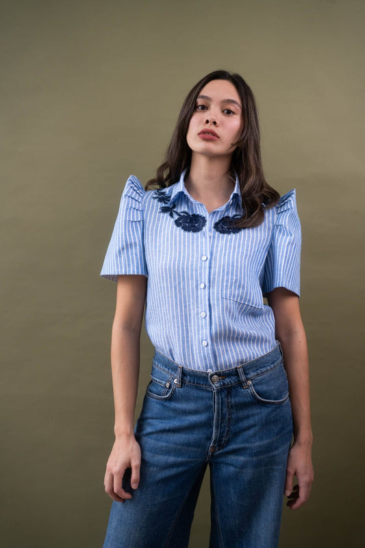 MAYUMI Terno Top BLUE STRIPE