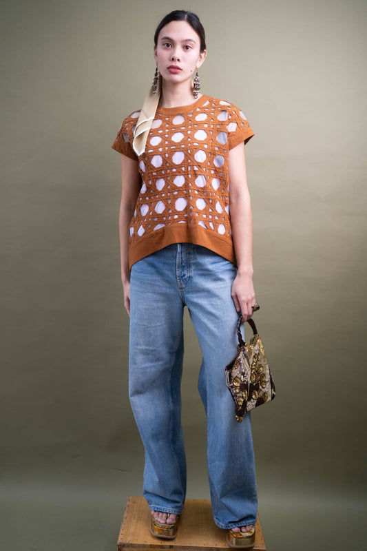 HANA Short Sleeve Top COFFEE