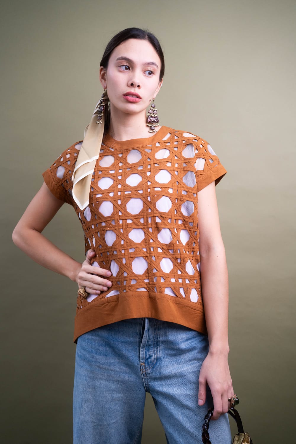 HANA Short Sleeve Top COFFEE