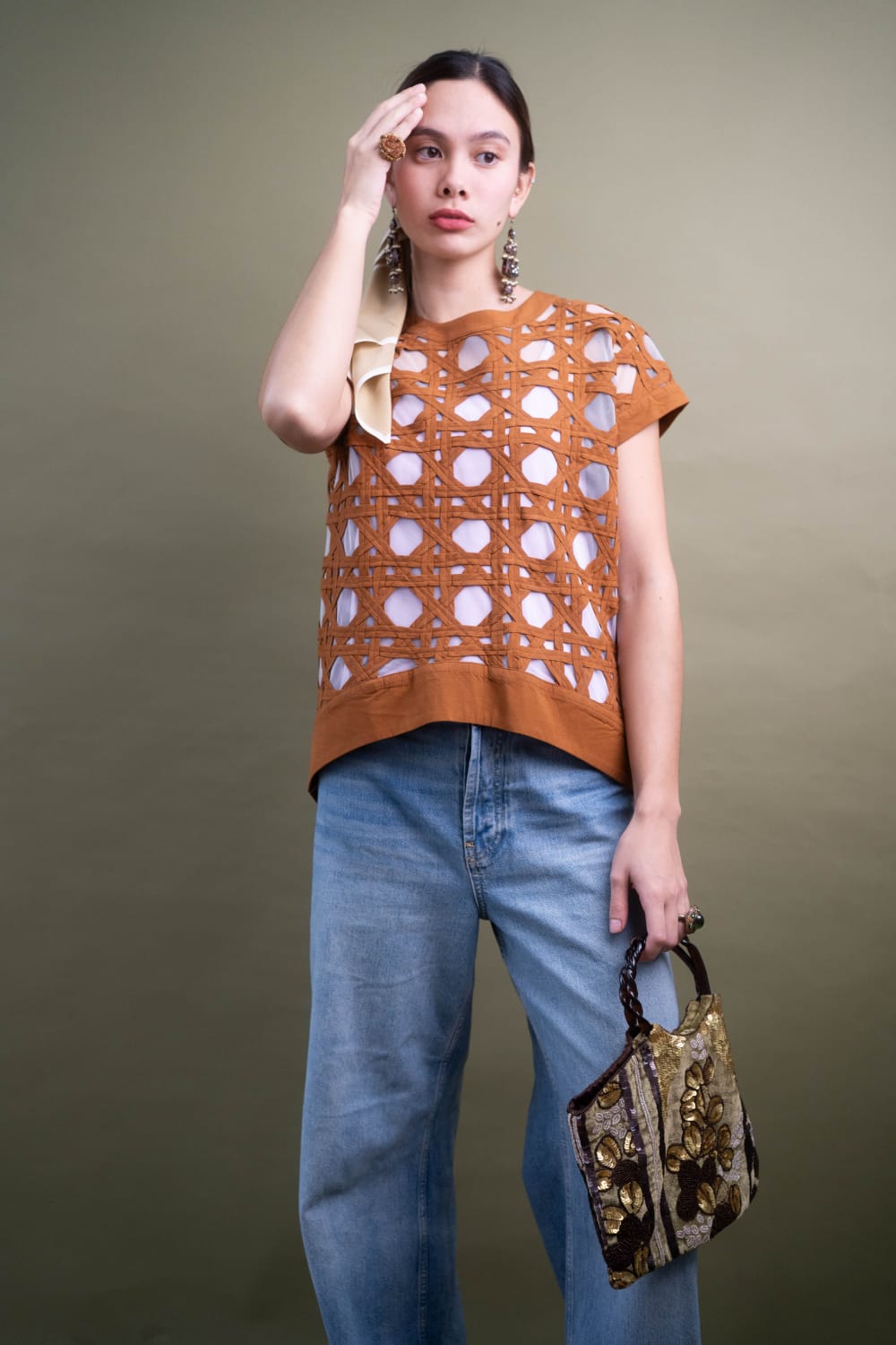 HANA Short Sleeve Top COFFEE