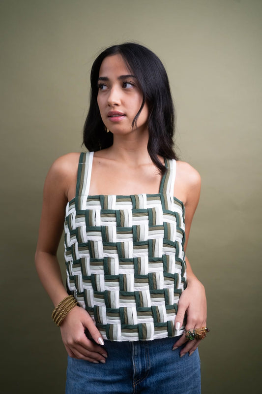 KELLEY Weaved Top GREEN