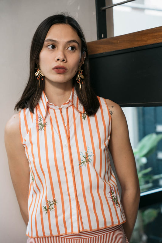 FLEUR Top ORANGE STRIPE