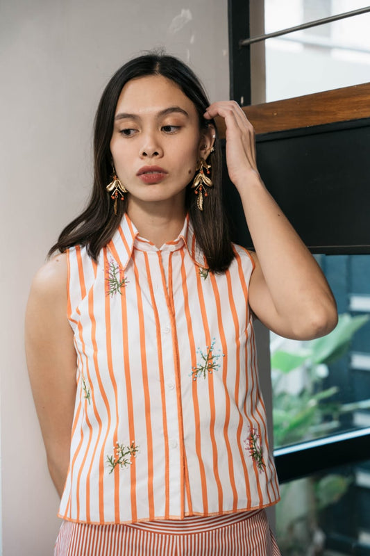 FLEUR Top ORANGE STRIPE