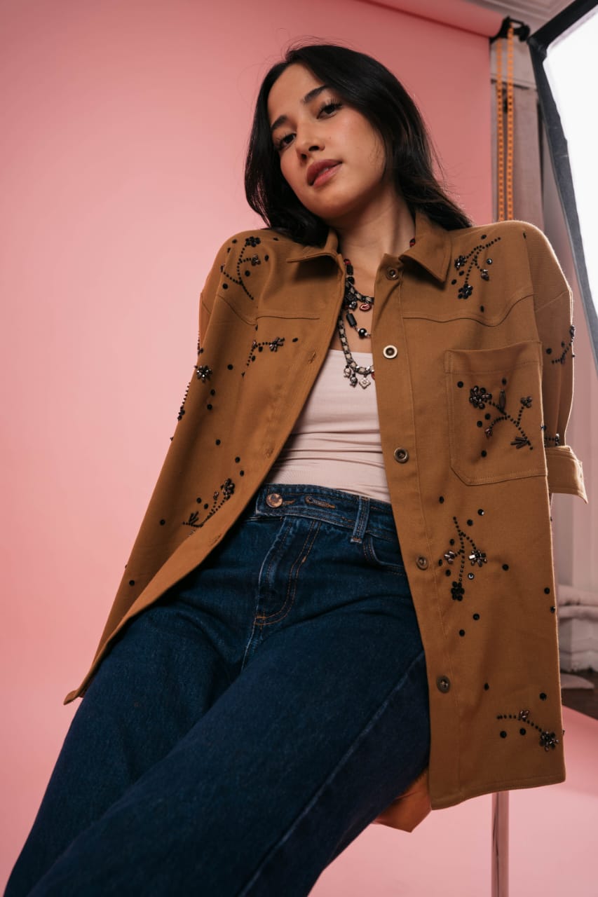 LUNA Beaded Shirtjacket CARAMEL