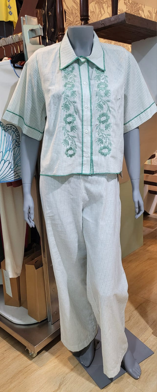LUNA Pants Set GREEN STRIPES