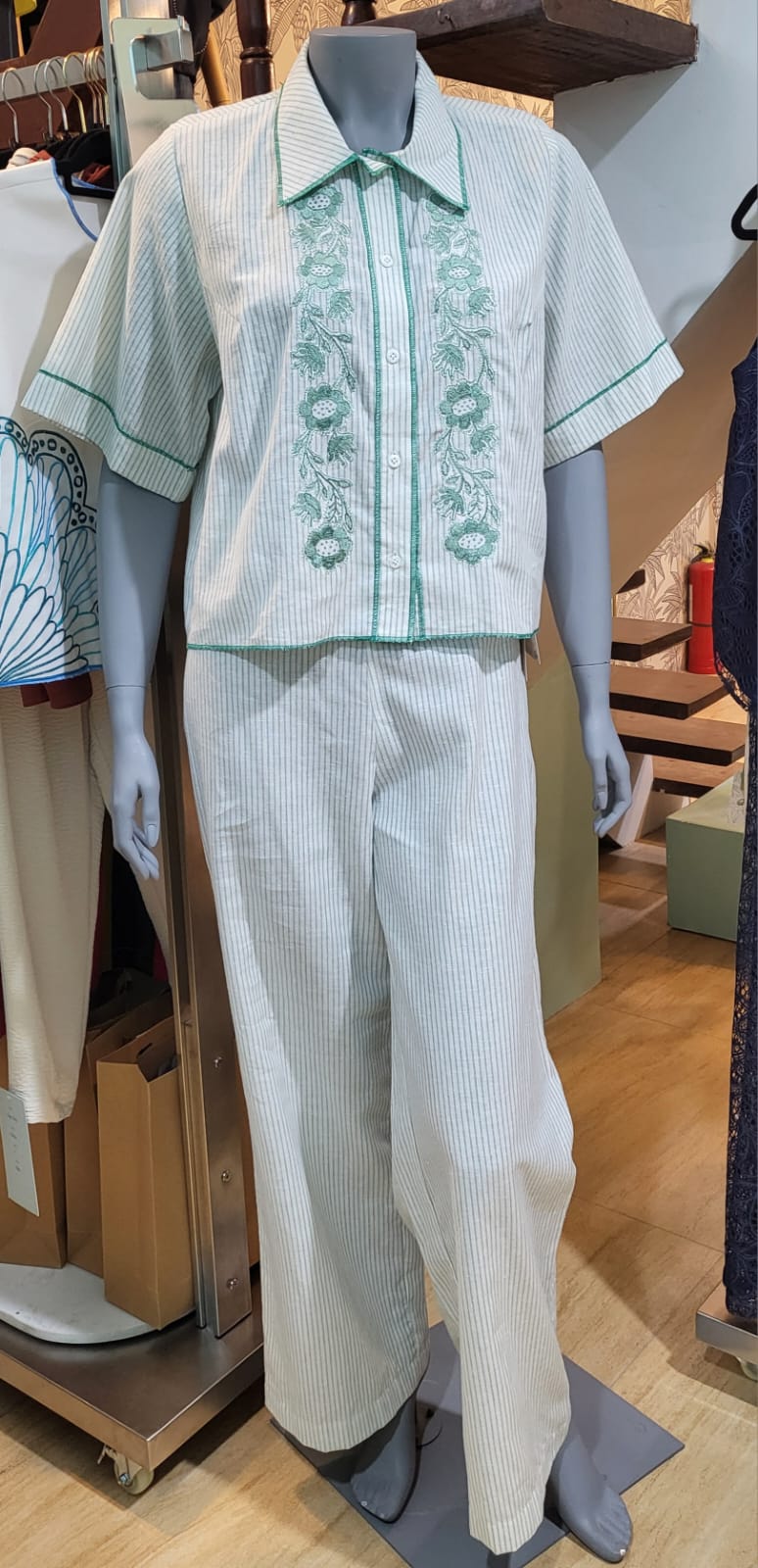 LUNA Pants Set GREEN STRIPES