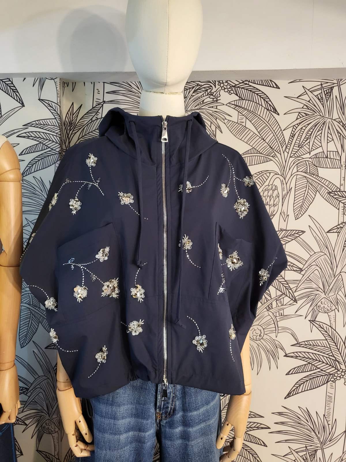 TWILIGHT Beaded Extended Sleeves Jacket NAVY