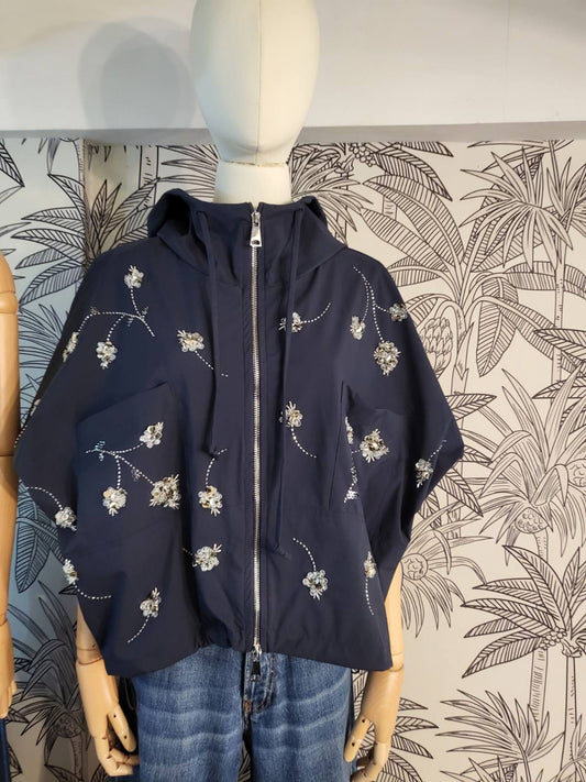 TWILIGHT Beaded Extended Sleeves Jacket NAVY