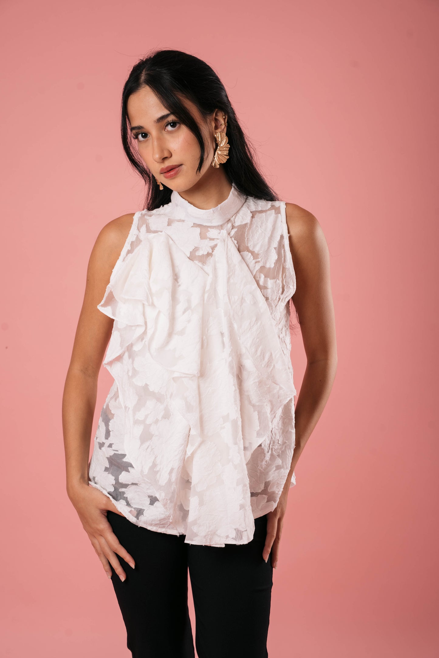 VANITY Ruffle Top WHITE ORGANDY