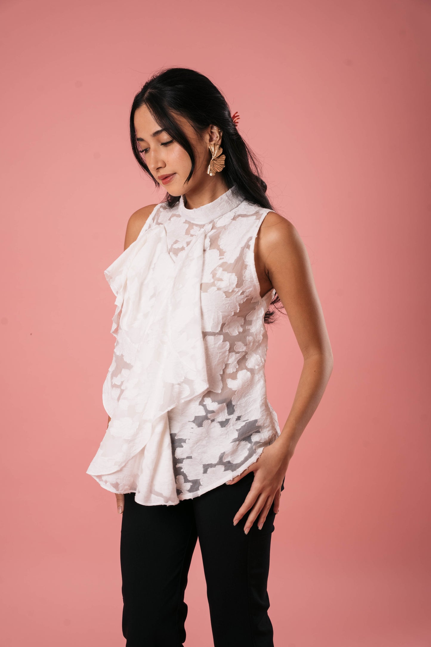 VANITY Ruffle Top WHITE ORGANDY