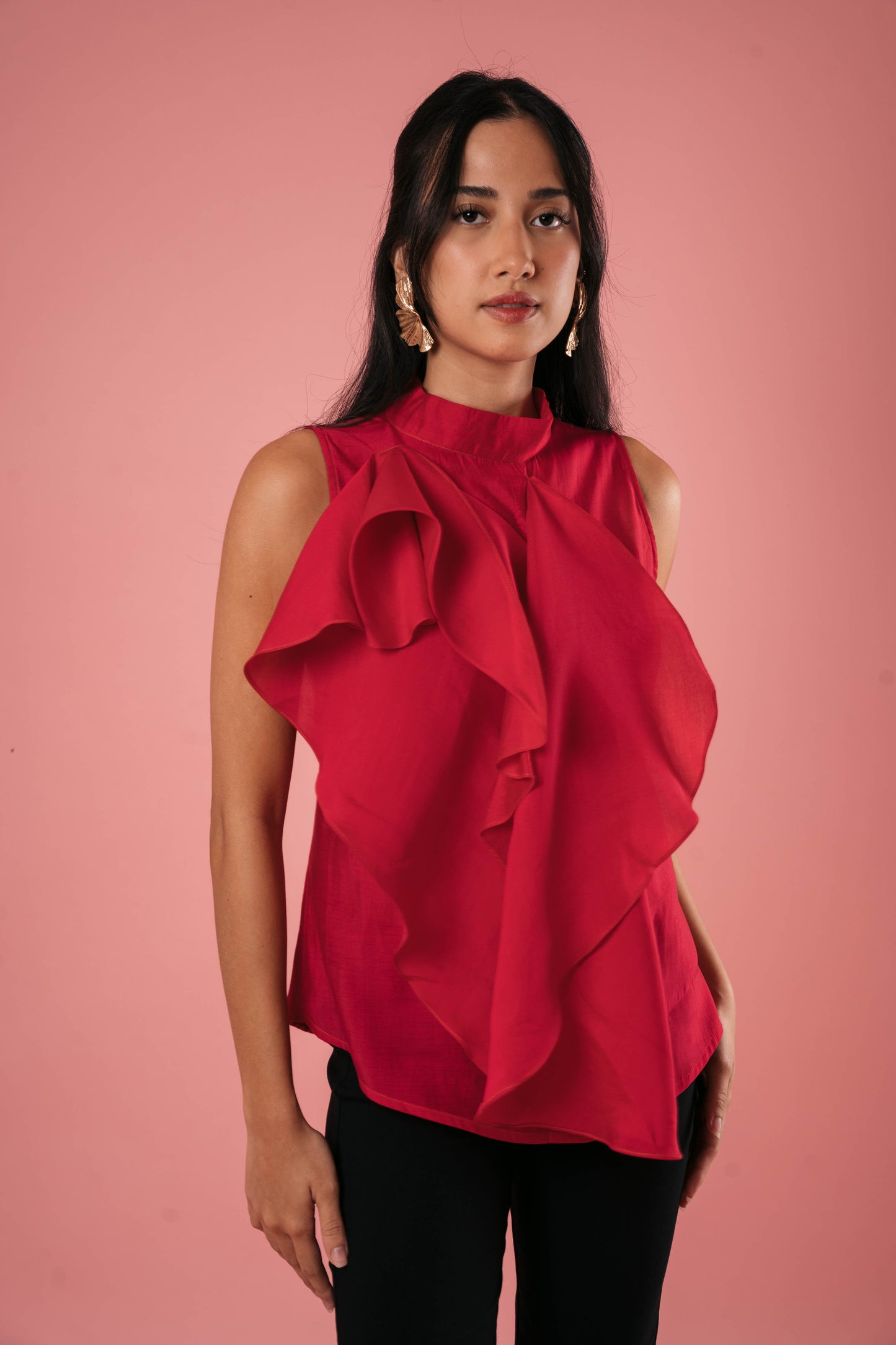 VANITY Ruffle Top FUSCHIA