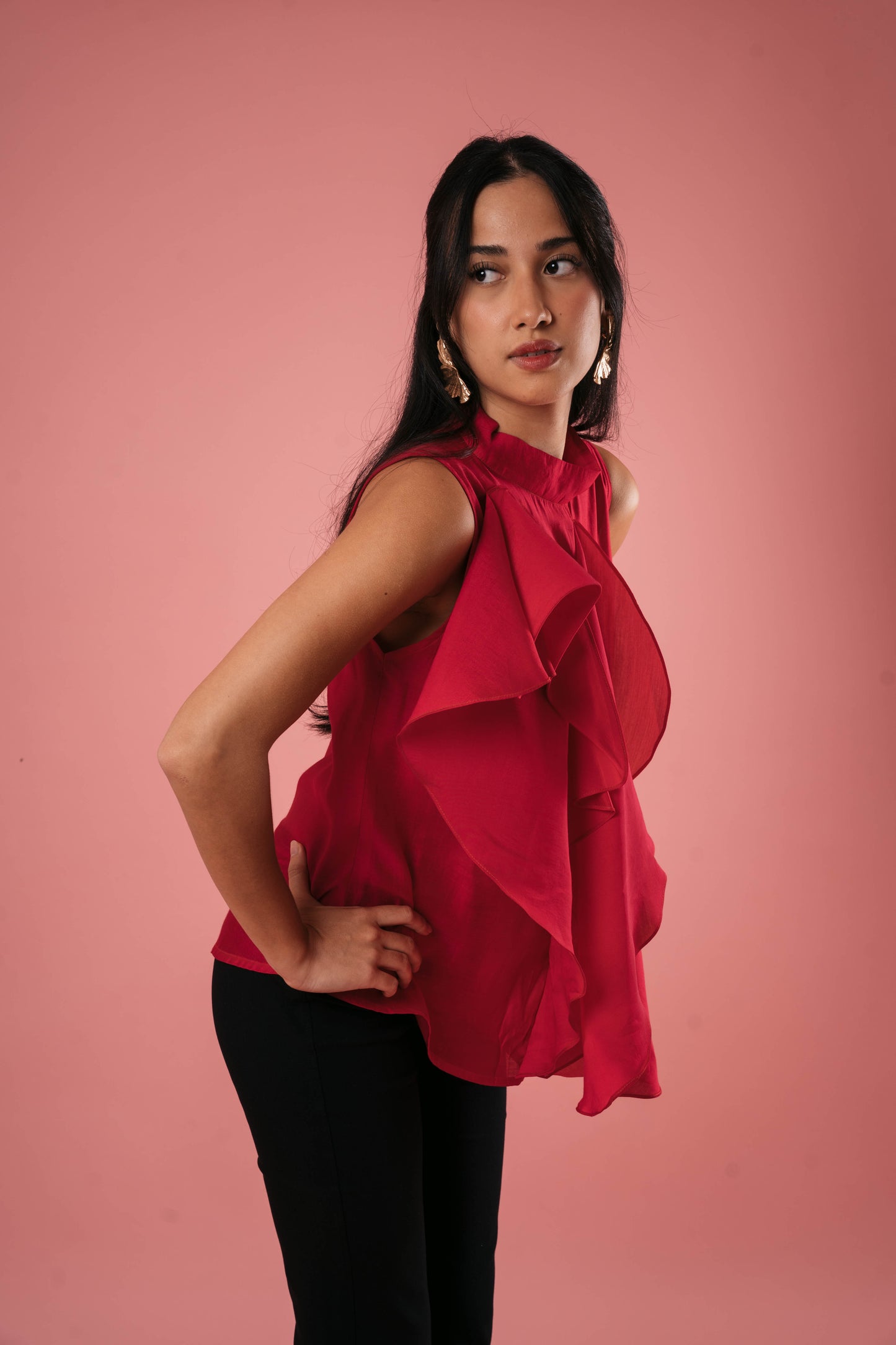 VANITY Ruffle Top FUSCHIA