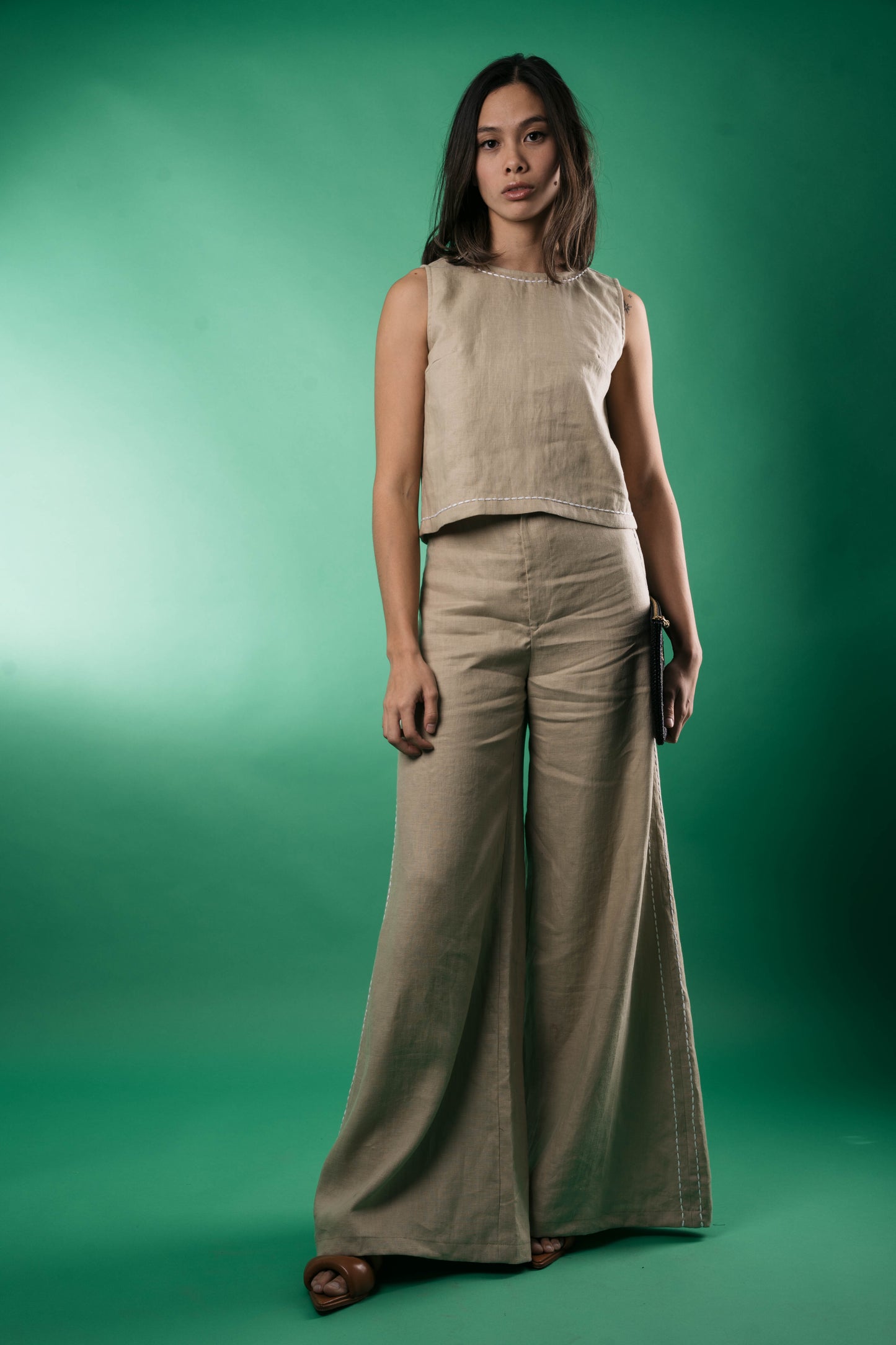 LEO Top KHAKI LINEN