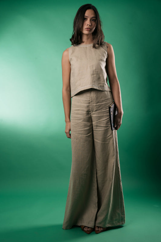 LEO Pants KHAKI LINEN