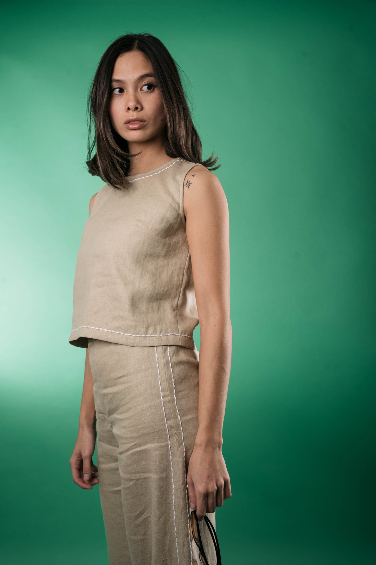 LEO Top KHAKI LINEN