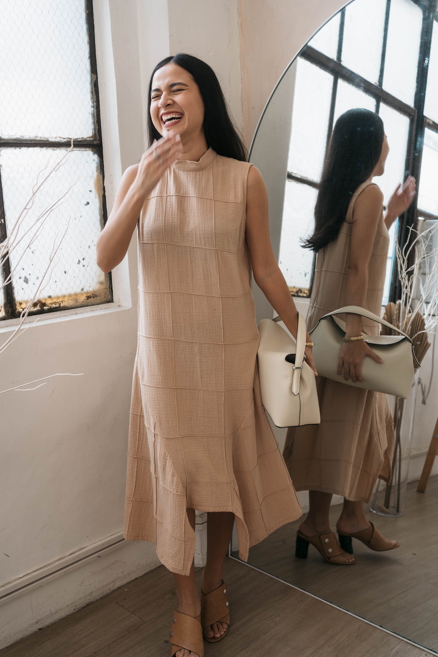 FRANCINE Stitched Dress LATTE