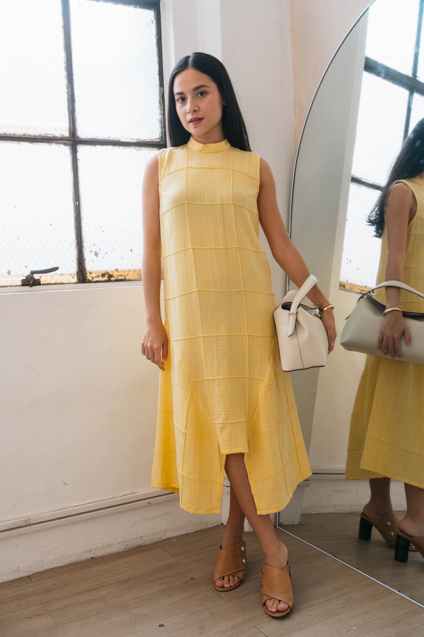FRANCINE Stitched Dress YELLOW