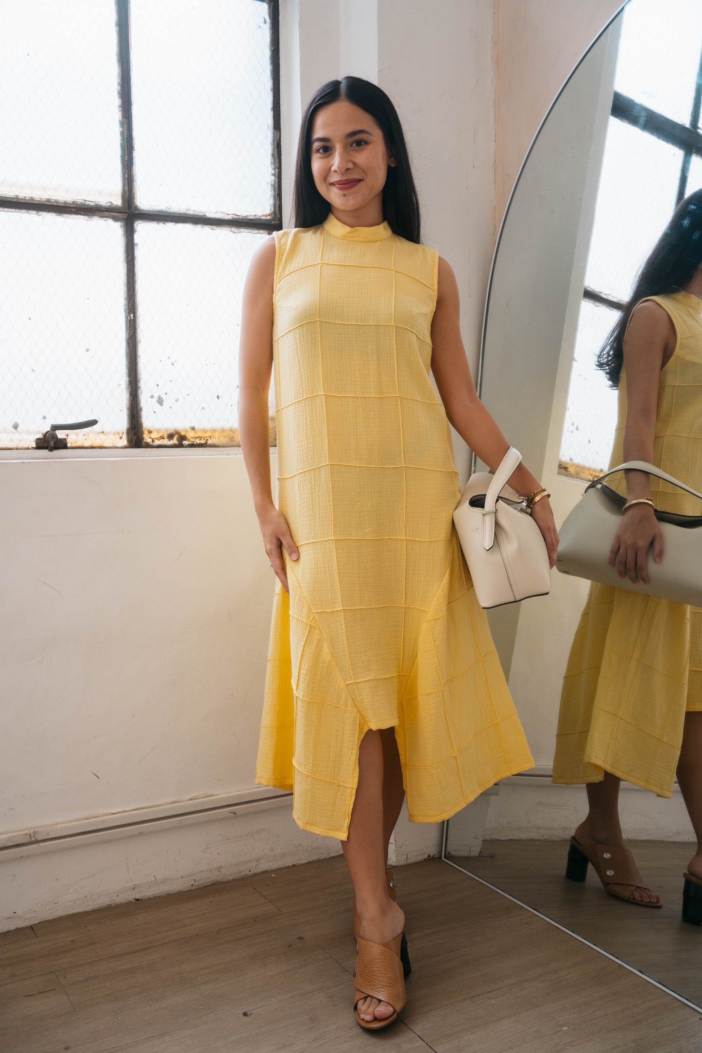 FRANCINE Stitched Dress YELLOW