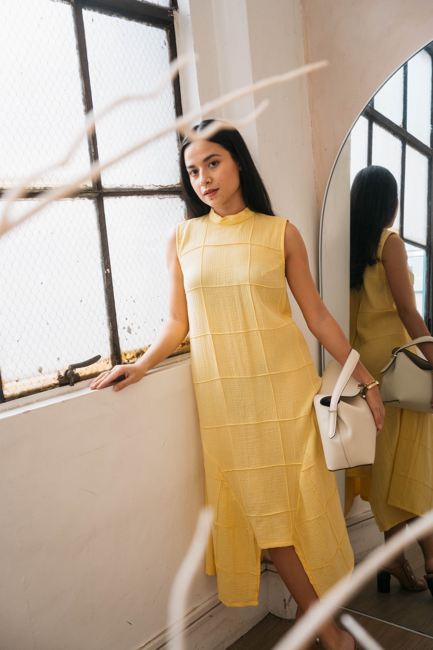 FRANCINE Stitched Dress YELLOW