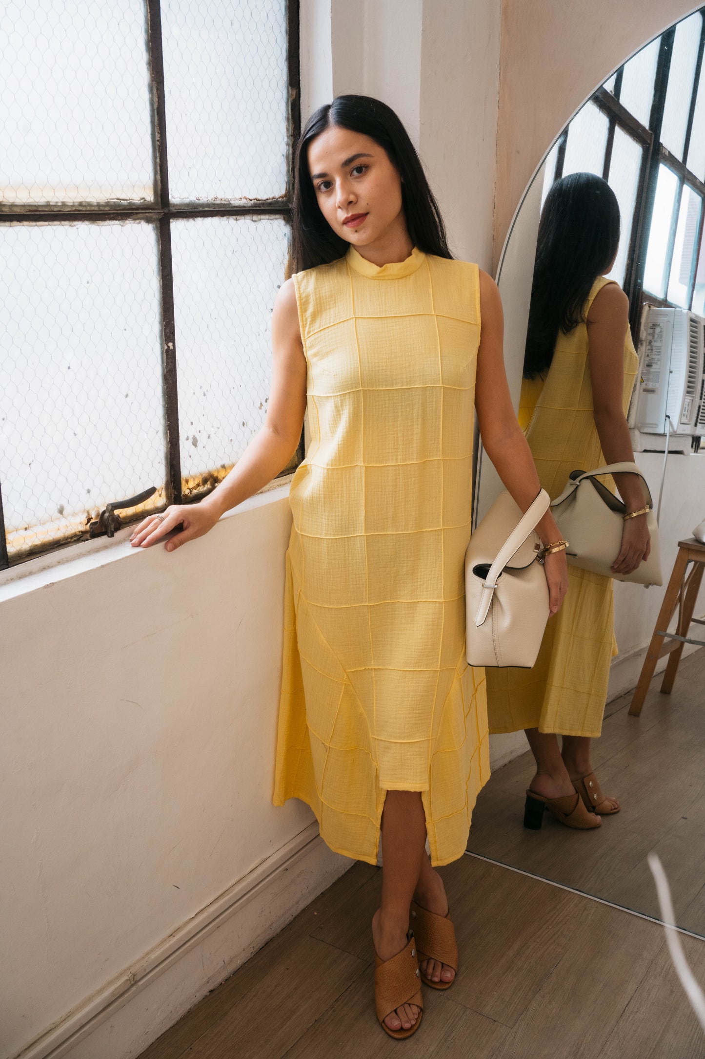FRANCINE Stitched Dress YELLOW