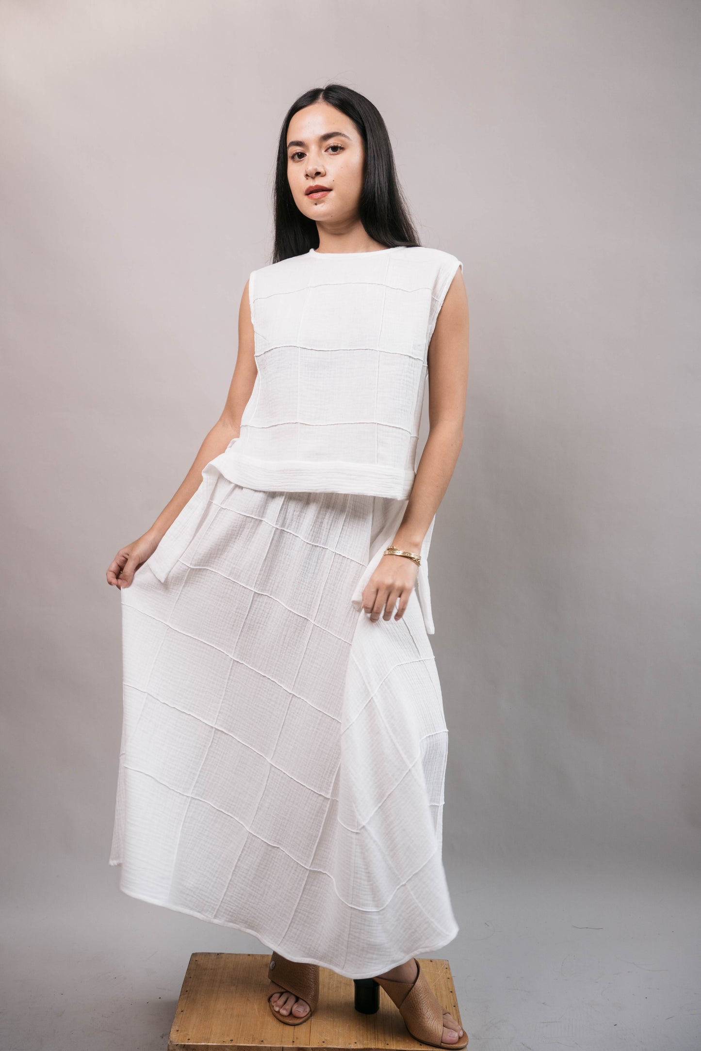 MAUD Stitched Skirt OFF WHITE